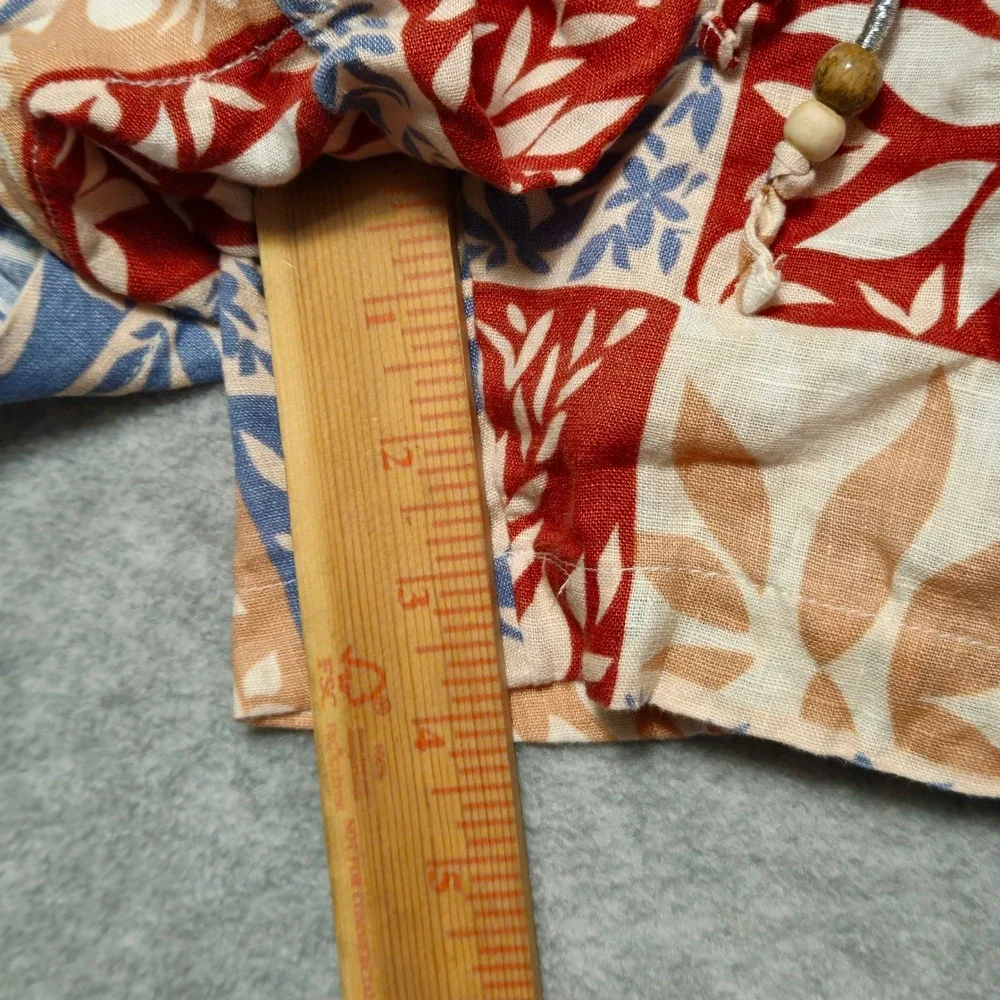 Sigrid‎ Olsen Womens 100% Linen Patchwork Botanical Shorts Red Blue Tan Large